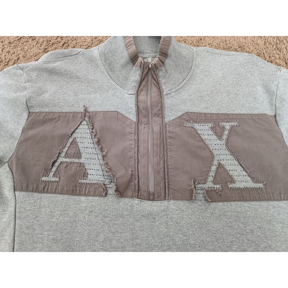 Armani Exchange Pullover Sweatshirt Half Zip Gray Pockets Men's 2XL - Picture 2 of 7